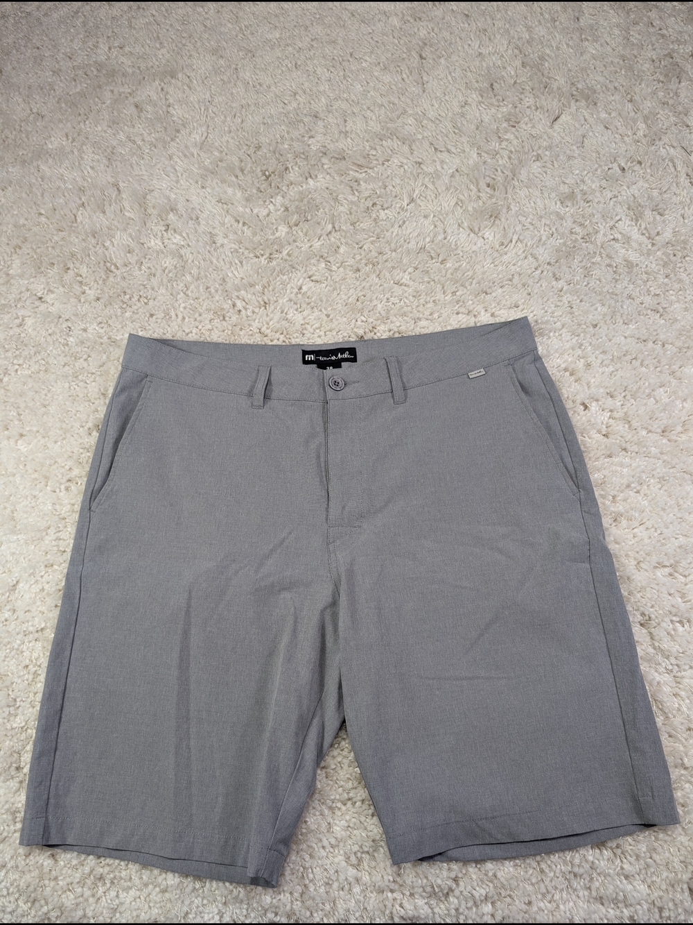 Travis Mathew Light Gray Checked Dress Shorts